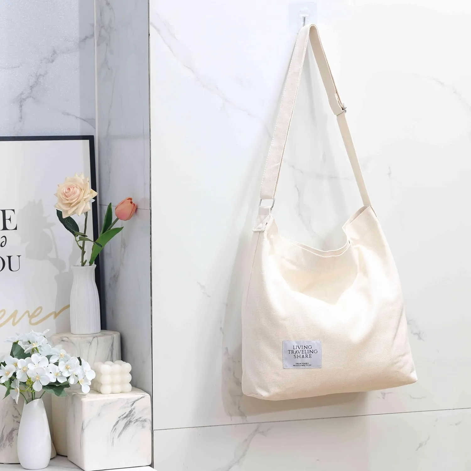 Canvas Tote Bag for Women - Crossbody, Shoulder, Travel & Beach Bag