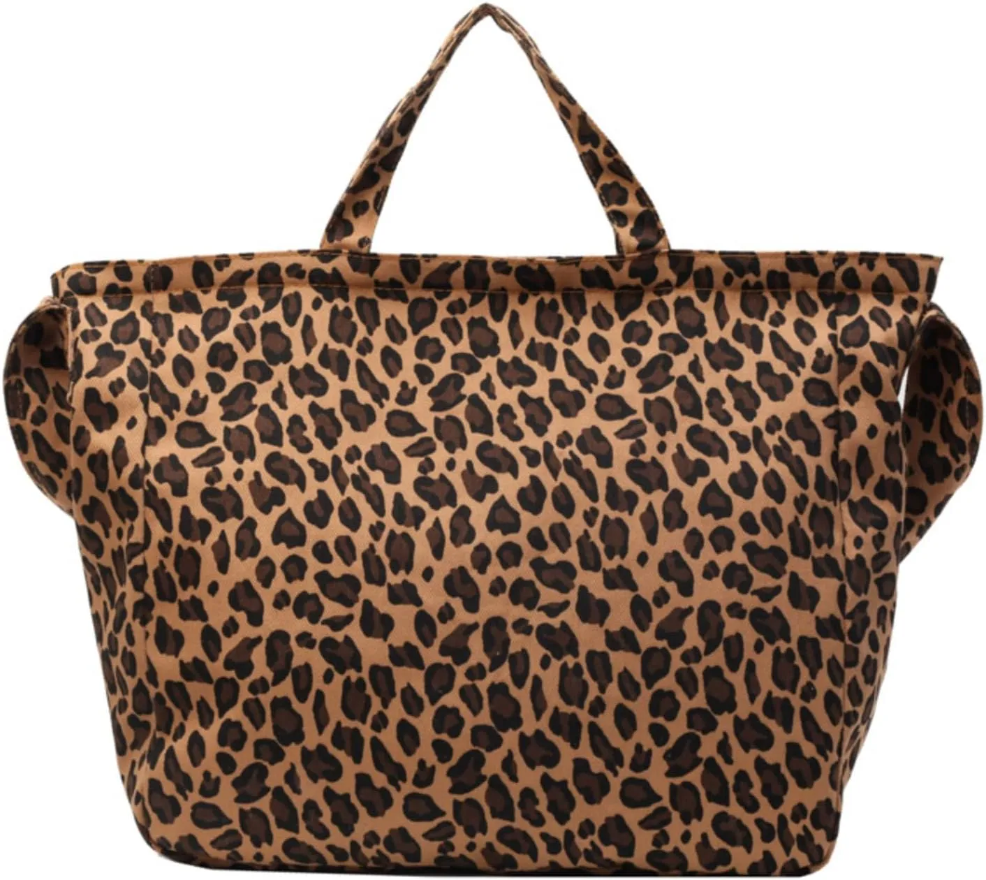 Canvas Tote Bag for Women Large Capacity Shoulder Bag Casual Fashion Leopard Print Handbag with Top Handles (Brown)