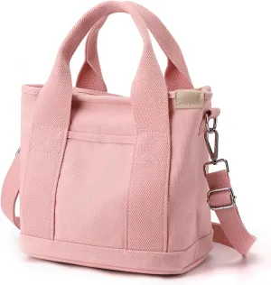 Canvas Tote Bag for Women Small Tote Bag with Zipper Crossbody Bag Shoulder Handbag Work Travel Tote with Compartments