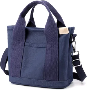 Canvas Tote Bag for Women Small Tote Bag with Zipper Crossbody Bag Shoulder Handbag Work Travel Tote with Compartments
