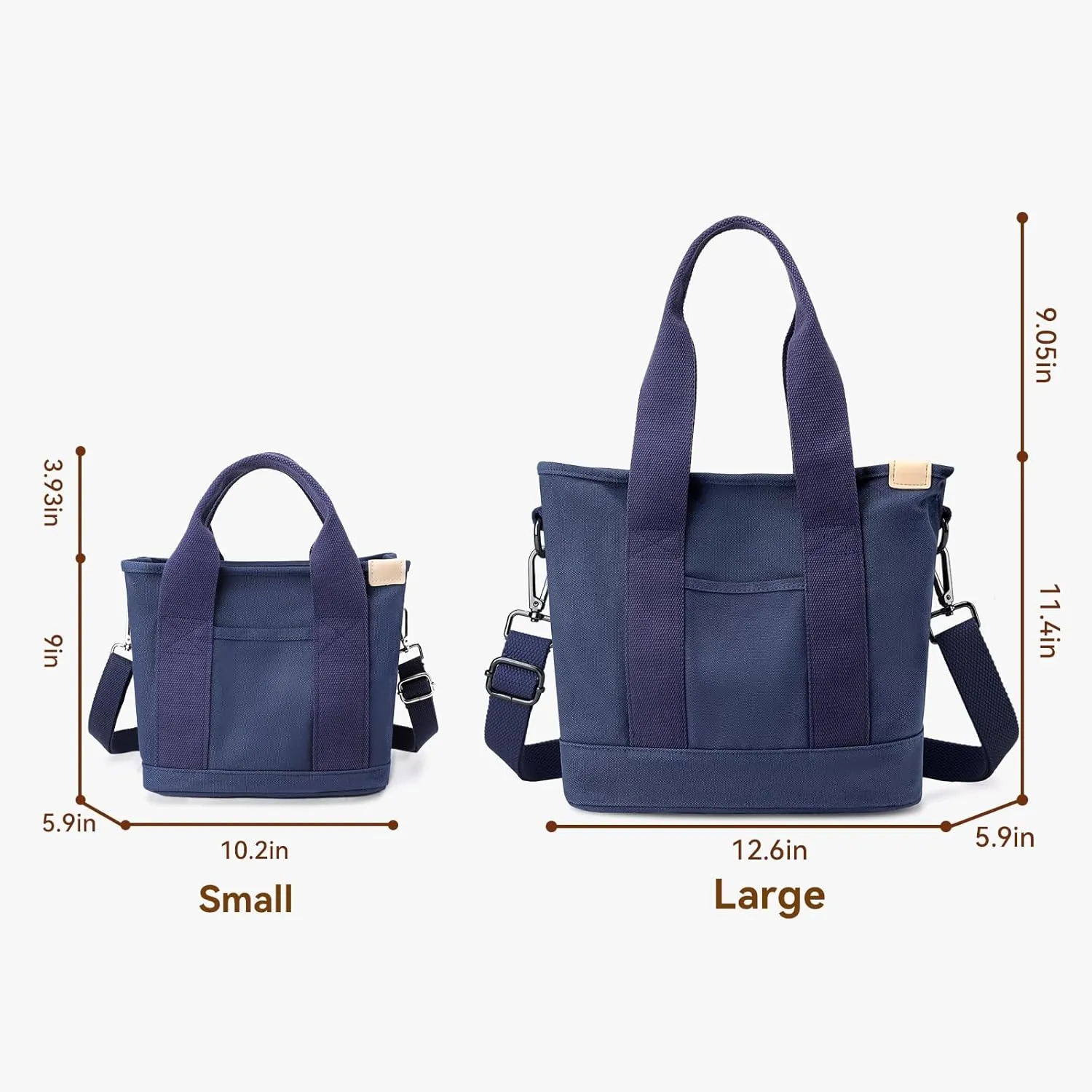 Canvas Tote Bag for Women Small Tote Bag with Zipper Crossbody Bag Shoulder Handbag Work Travel Tote with Compartments