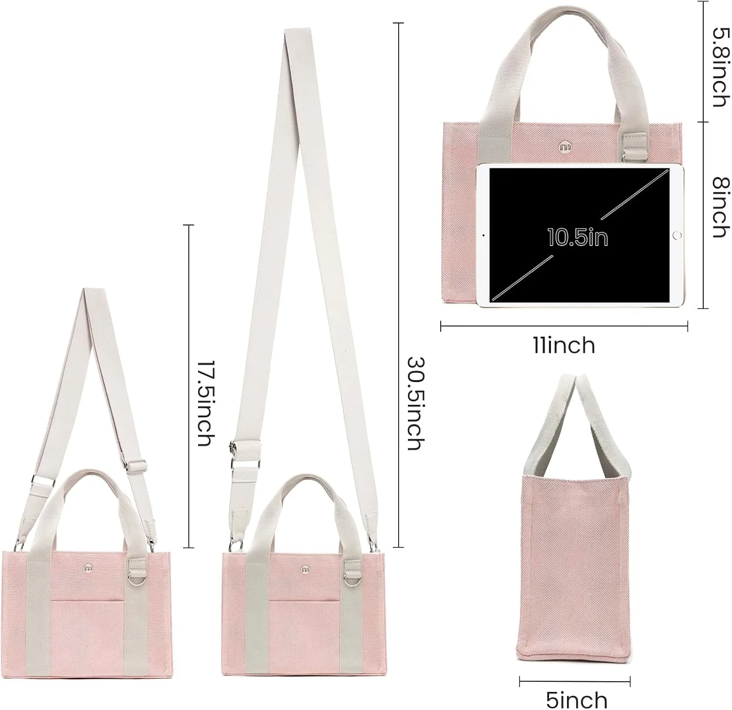 Canvas Tote Bag for Women with Pockets Bag