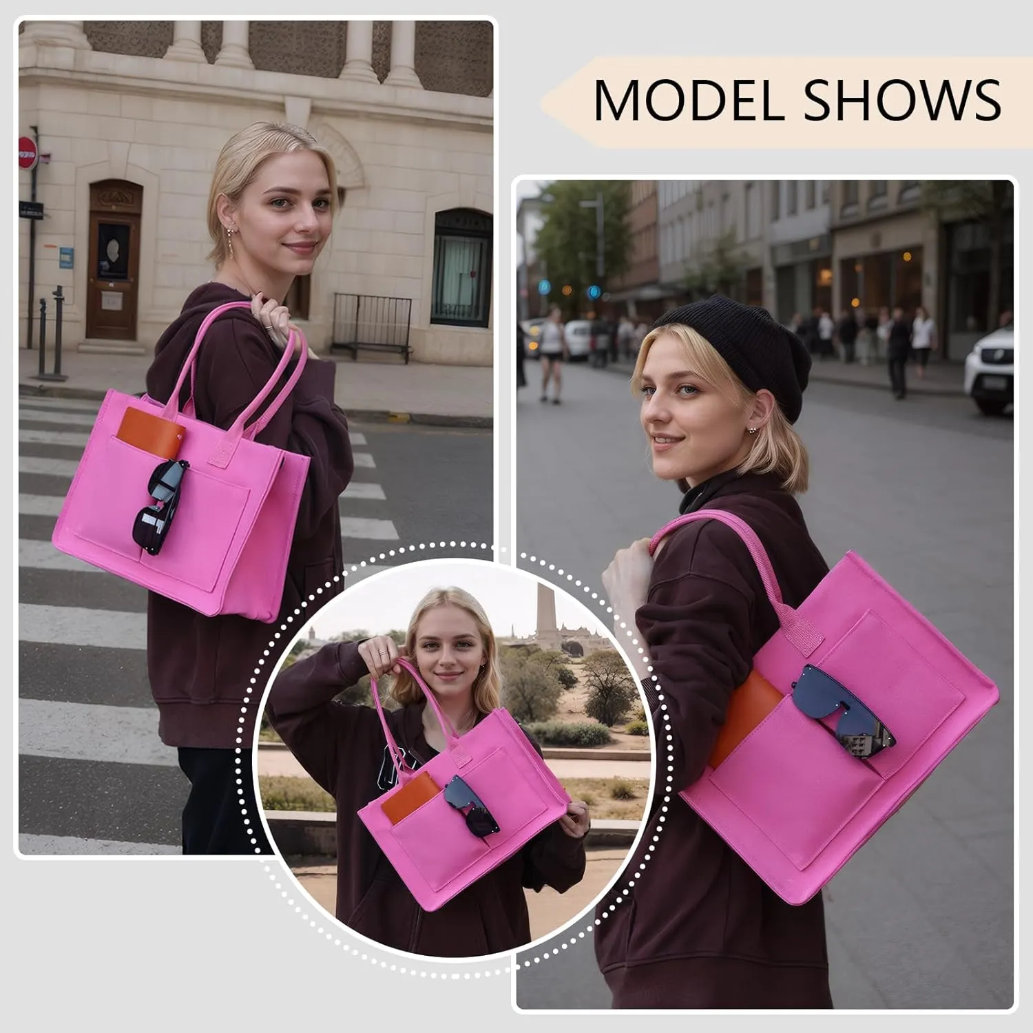 Canvas Tote Bag for Women with Pockets Crossbody Shoulder Bag Multi-Compartment Handbag for Work Travel with Zipper