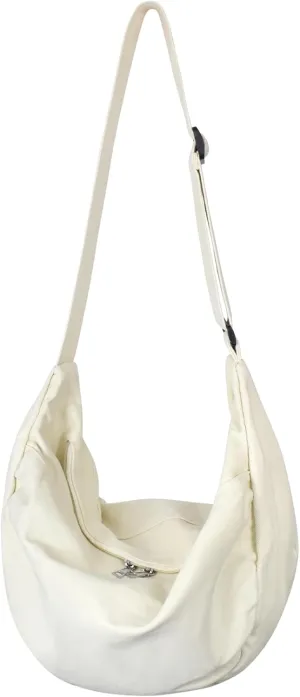Canvas Tote Bag Hobo Crossbody Bag Fashion Crescent Bag with Zipper Pockets for Shopping Travel for Women and Men Black
