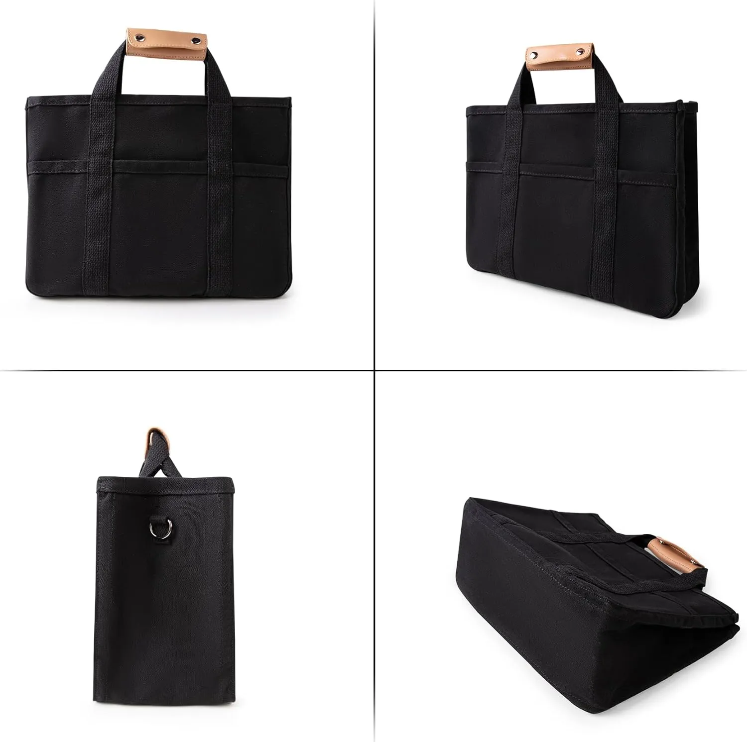 Canvas Tote Bag with Multi Pocket Crossbody Bag for Women Tote Bag with Adjustable Shoulder Strap Handbag (No zipper)