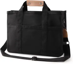 Canvas Tote Bag with Multi Pocket Crossbody Bag for Women Tote Bag with Adjustable Shoulder Strap Handbag (No zipper)