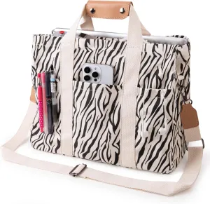 Canvas Tote Bag with Multi Pocket Crossbody Bag for Women Tote Bag with Adjustable Shoulder Strap Handbag (No zipper)