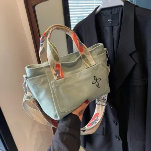 Canvas Tote Bag - Women's Leisure Commuter One Shoulder Crossbody