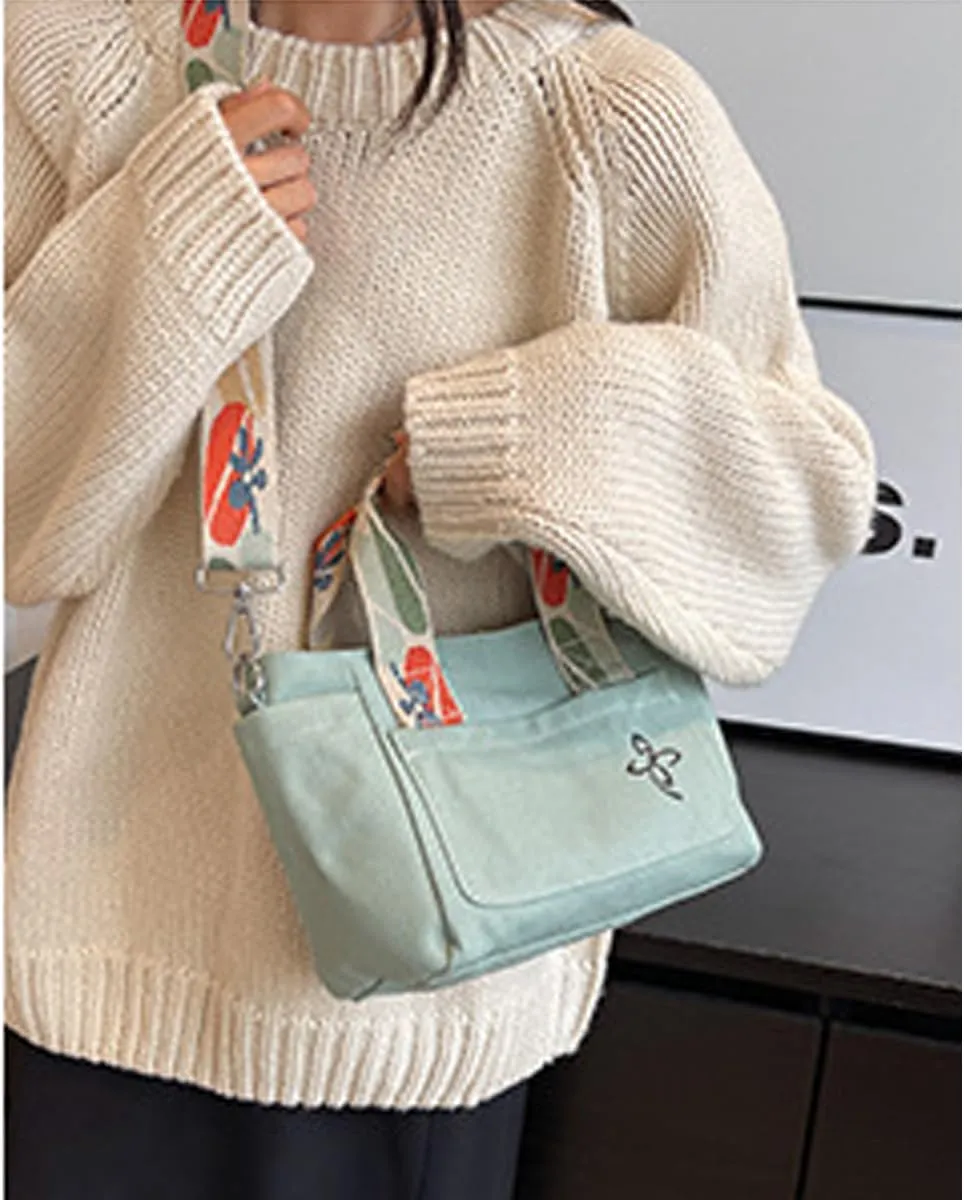 Canvas Tote Bag - Women's Leisure Commuter One Shoulder Crossbody