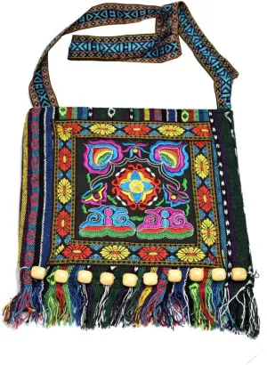 Canvas Vintage Embroidery Boho Bohemia Crossbody bag for women Widescreen Cell Phone Purse