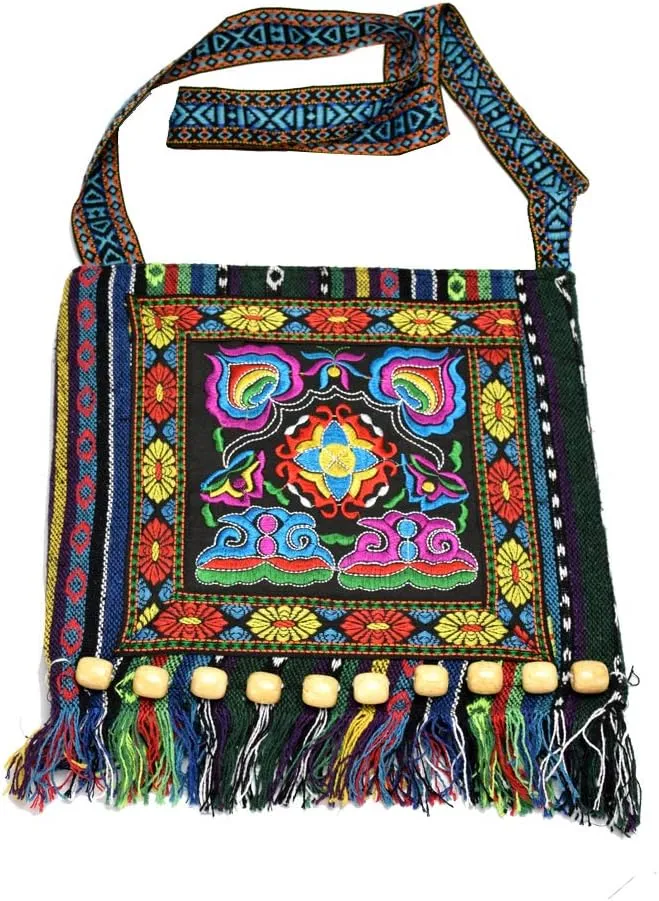 Canvas Vintage Embroidery Boho Bohemia Crossbody bag for women Widescreen Cell Phone Purse