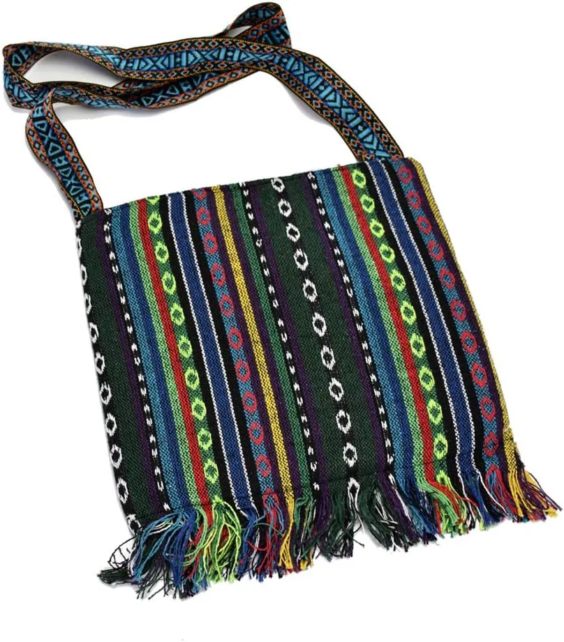 Canvas Vintage Embroidery Boho Bohemia Crossbody bag for women Widescreen Cell Phone Purse