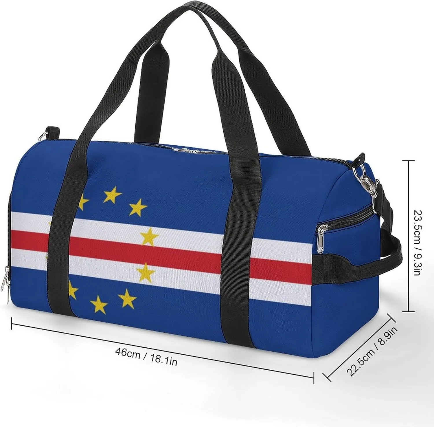 Cape Verde Flag Sports Gym Bag for Boys Girls with Shoe Compartment Carry On