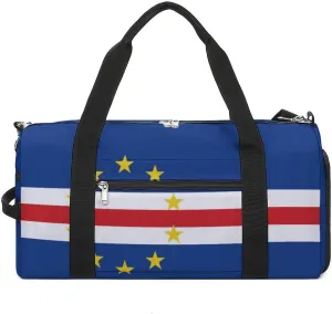 Cape Verde Flag Sports Gym Bag for Boys Girls with Shoe Compartment Carry On