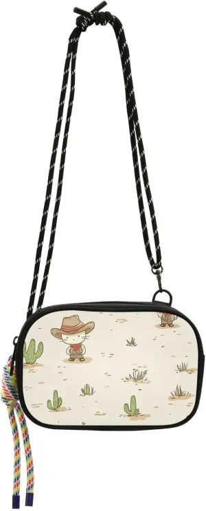 Cat Cowboy Vast Grasslands Cross Body Purse Men Trendy with Credit Card Slots Side Bags Have a meal