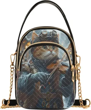 Cat Violin Music Crossbody Bag for Women Mini Cell Phone Purse Women's Shoulder Handbag