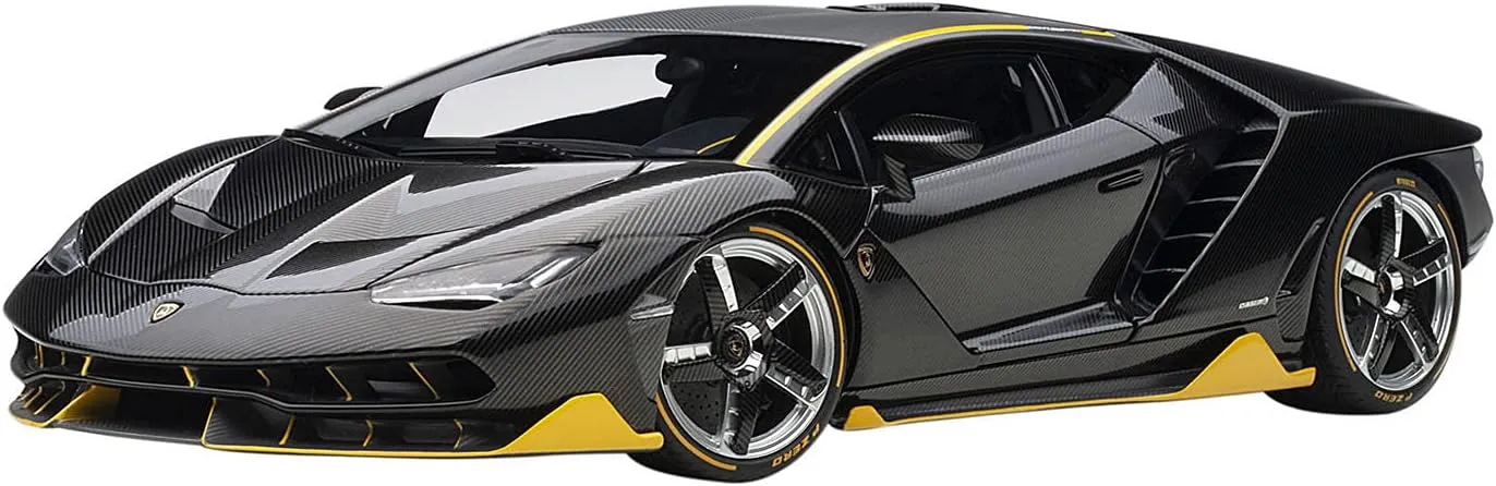 Centenario Clear Carbon with Yellow Accents 1/18 Model Car by Autoart 79114