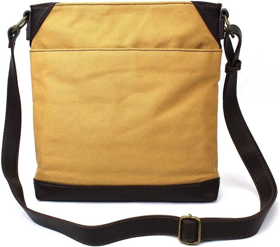 CHALA Canvas Crossbody Women Mid-Size Crossbody Shoulder Purse with Adjustable Strap