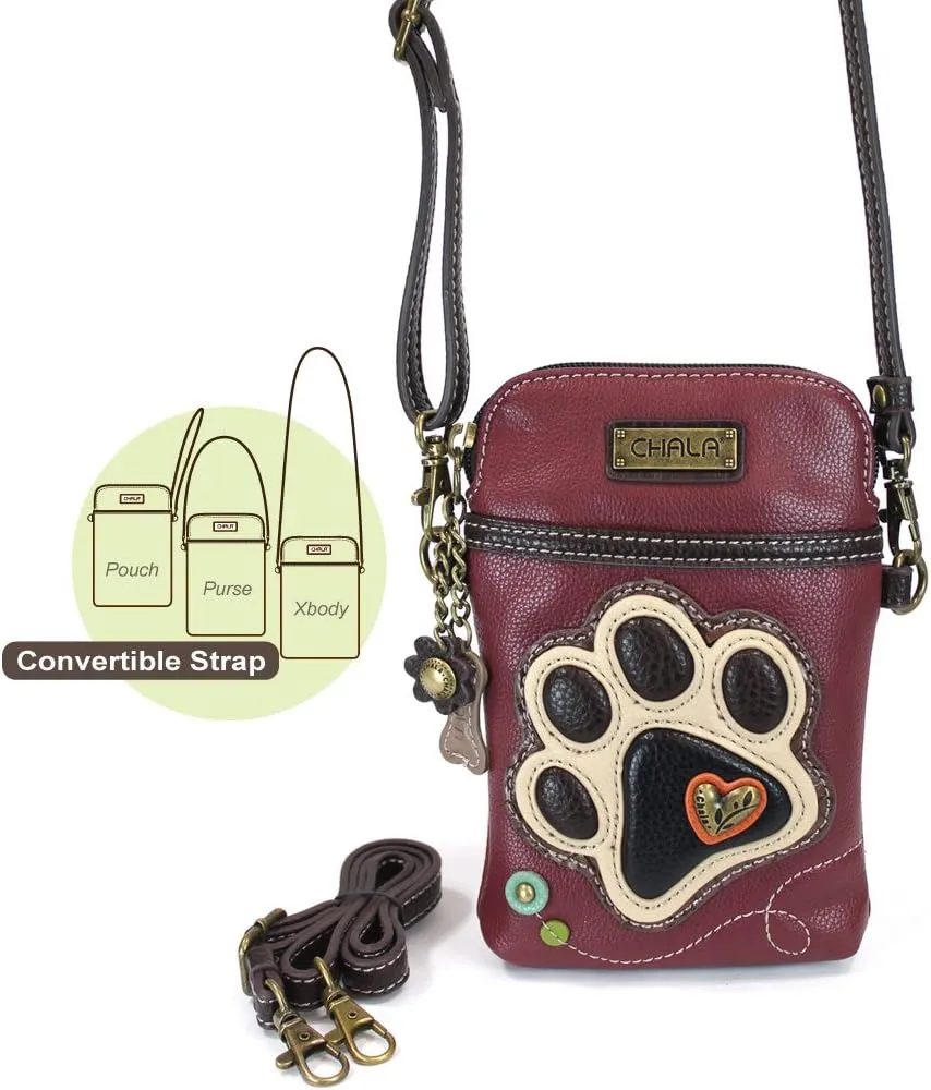 CHALA Cell Phone Crossbody Purse-Women PU Leather/Canvas Multicolor Handbag with Adjustable Strap