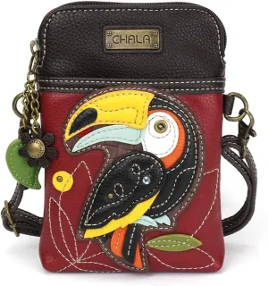 CHALA Cell Phone Crossbody Purse-Women PU Leather/Canvas Multicolor Handbag with Adjustable Strap
