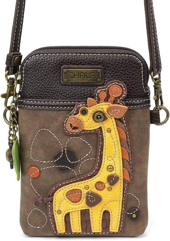 CHALA Cell Phone Crossbody Purse-Women PU Leather/Canvas Multicolor Handbag with Adjustable Strap