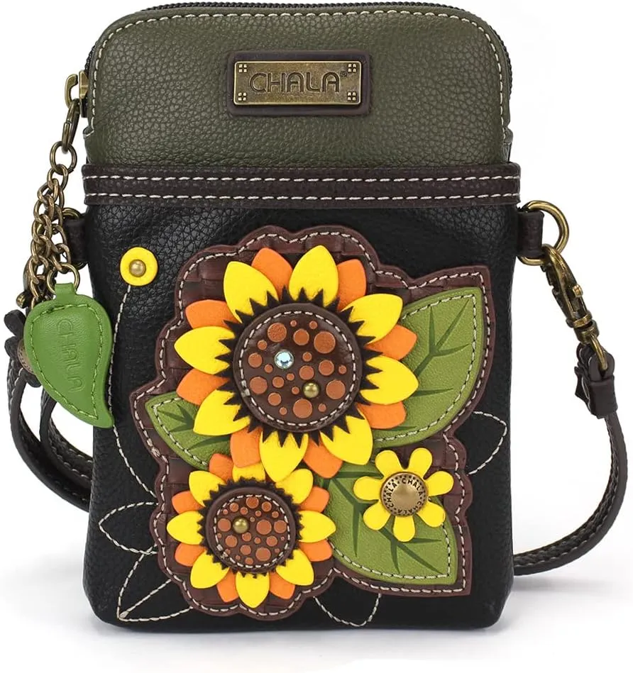 CHALA Cell Phone Crossbody Purse-Women PU Leather/Canvas Multicolor Handbag with Adjustable Strap