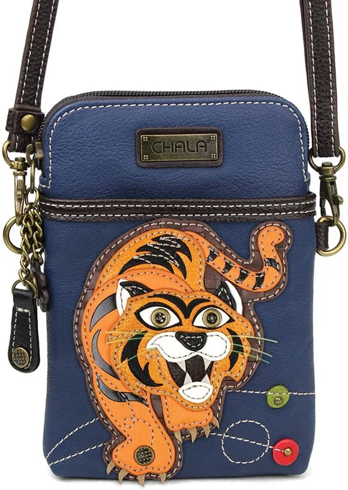 CHALA Cell Phone Crossbody Purse-Women PU Leather/Canvas Multicolor Handbag with Adjustable Strap