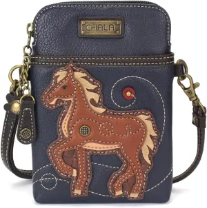 CHALA Cell Phone Crossbody Purse-Women PU Leather/Canvas Multicolor Handbag with Adjustable Strap