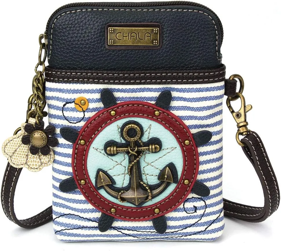 CHALA Cell Phone Crossbody Purse-Women PU Leather/Canvas Multicolor Handbag with Adjustable Strap