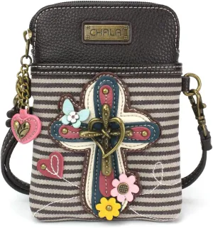 CHALA Cell Phone Crossbody Purse-Women PU Leather/Canvas Multicolor Handbag with Adjustable Strap