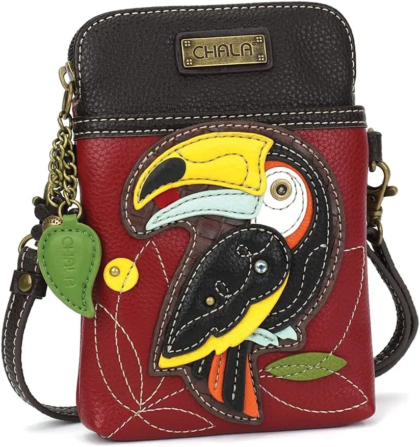 CHALA Cell Phone Crossbody Purse-Women PU Leather/Canvas Multicolor Handbag with Adjustable Strap