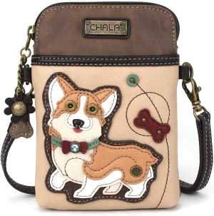 CHALA Cell Phone Crossbody Purse-Women PU Leather/Canvas Multicolor Handbag with Adjustable Strap
