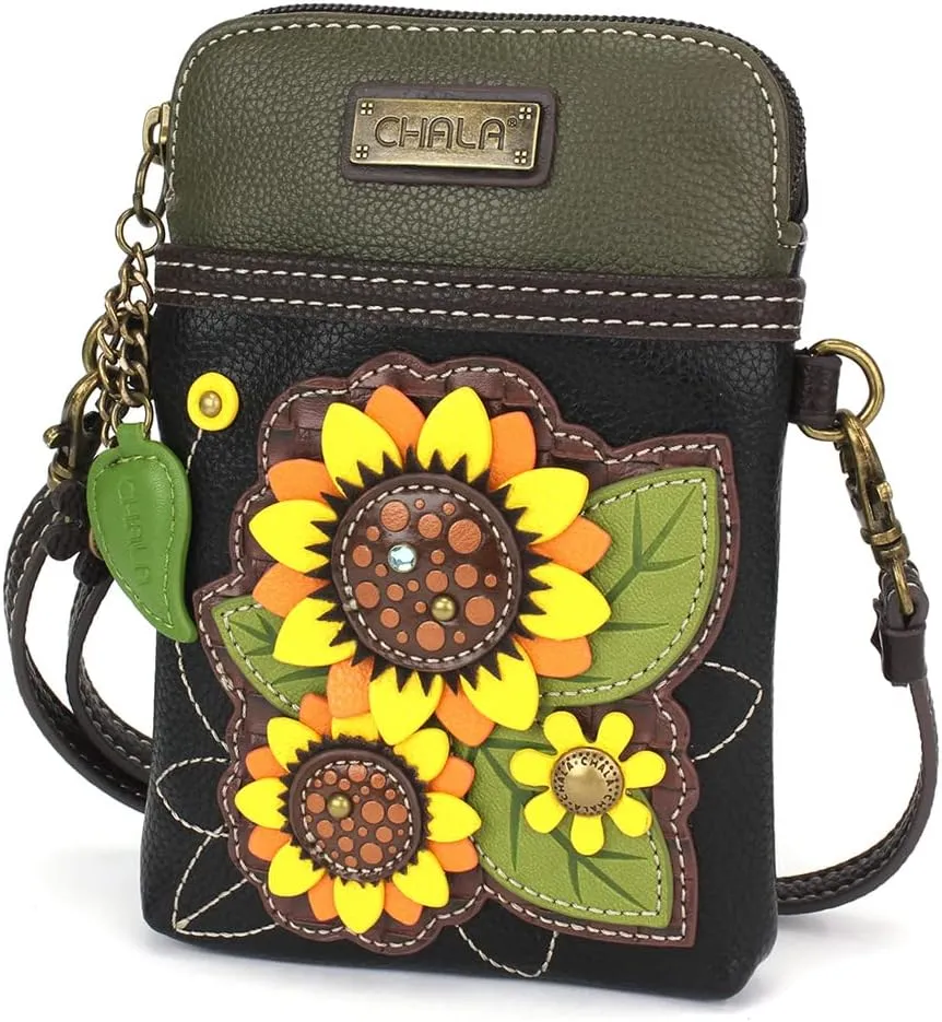 CHALA Cell Phone Crossbody Purse-Women PU Leather/Canvas Multicolor Handbag with Adjustable Strap