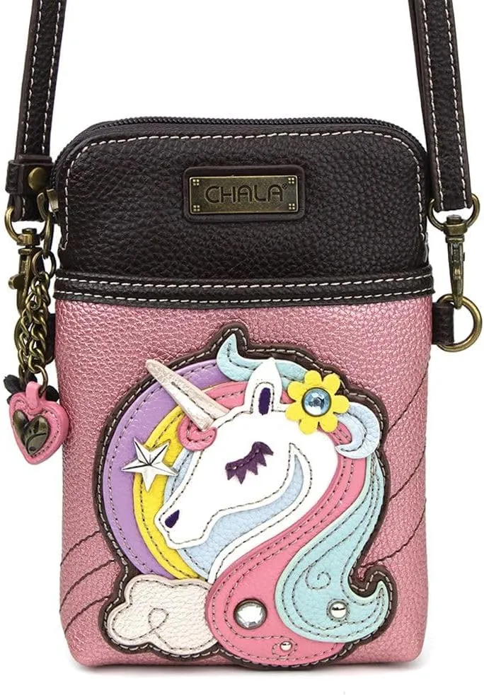 CHALA Cell Phone Crossbody Purse-Women PU Leather/Canvas Multicolor Handbag with Adjustable Strap