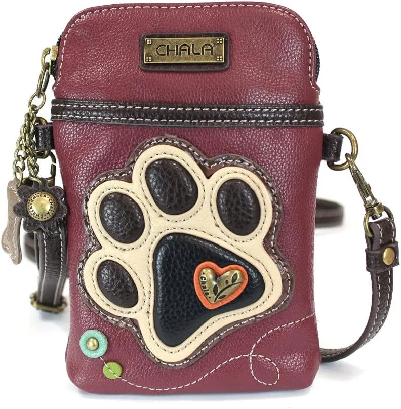 CHALA Cell Phone Crossbody Purse-Women PU Leather/Canvas Multicolor Handbag with Adjustable Strap