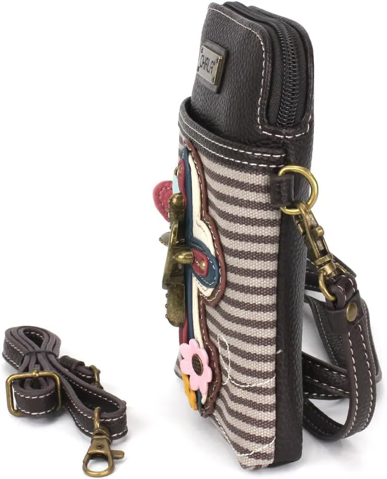CHALA Cell Phone Crossbody Purse-Women PU Leather/Canvas Multicolor Handbag with Adjustable Strap