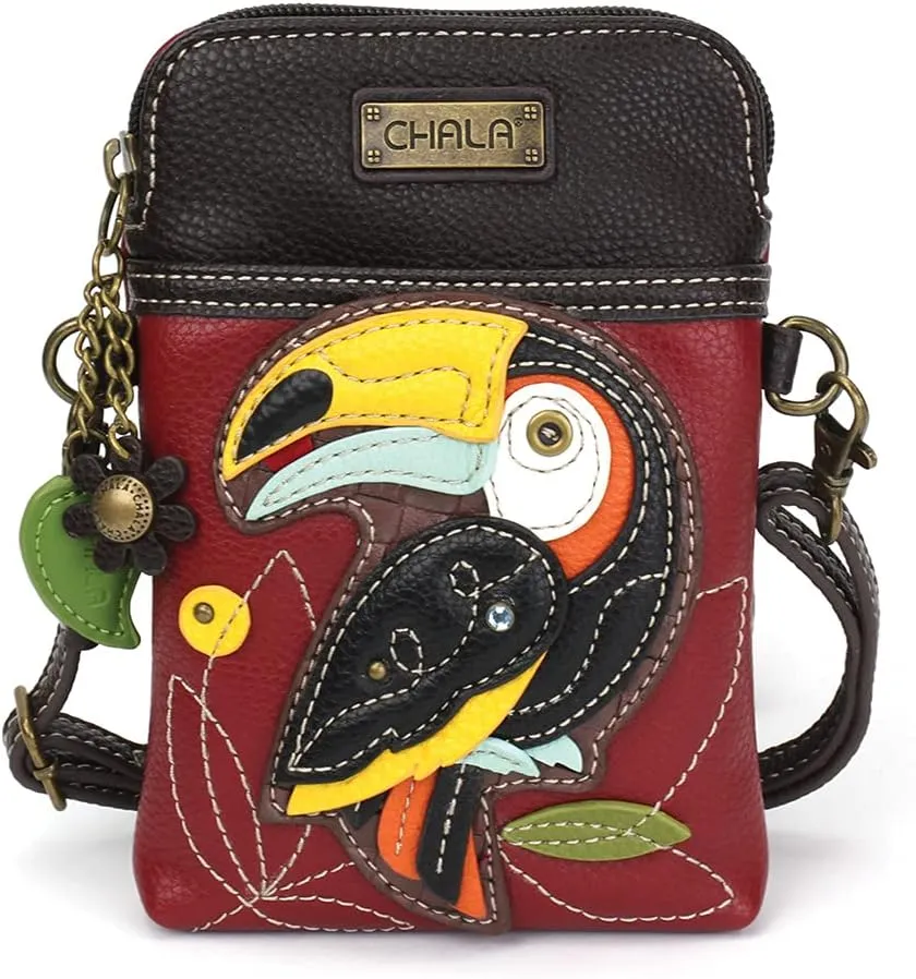 CHALA Cell Phone Crossbody Purse-Women PU Leather/Canvas Multicolor Handbag with Adjustable Strap