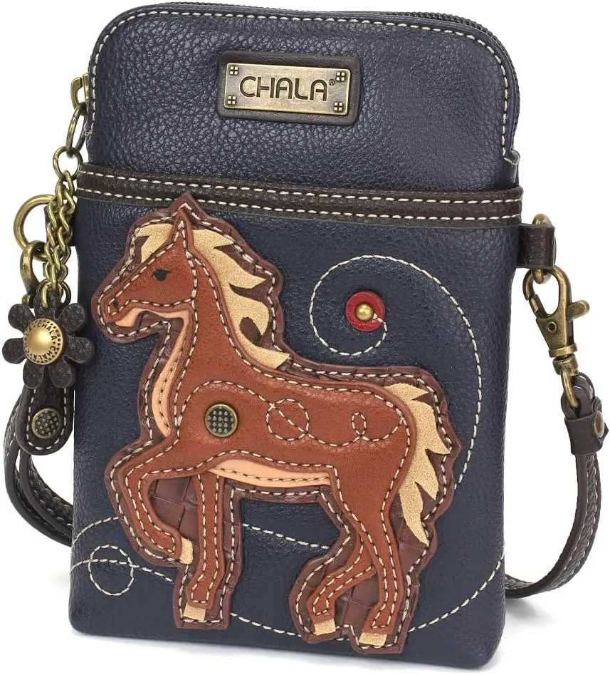 CHALA Cell Phone Crossbody Purse-Women PU Leather/Canvas Multicolor Handbag with Adjustable Strap