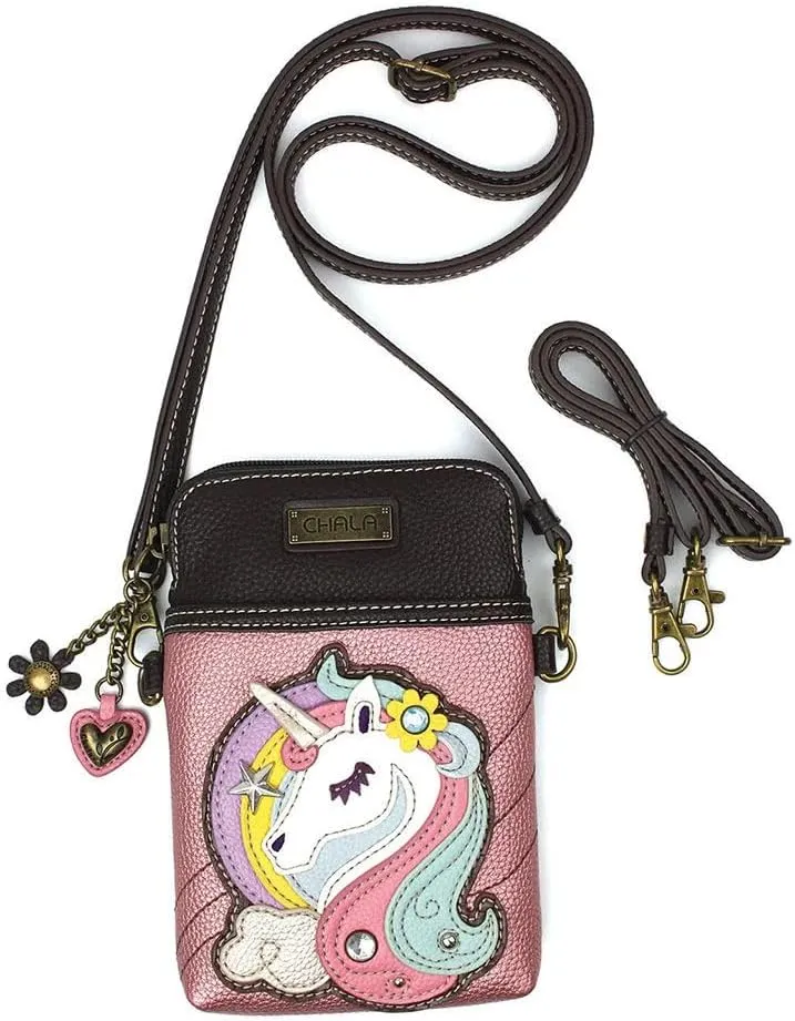 CHALA Cell Phone Crossbody Purse-Women PU Leather/Canvas Multicolor Handbag with Adjustable Strap