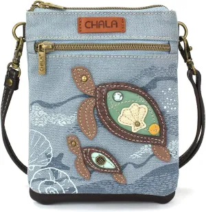 CHALA Double Pocket Xbody Women RFID Protected Canvas Crossody Purse with Adjustable Strap