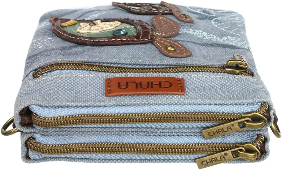 CHALA Double Pocket Xbody Women RFID Protected Canvas Crossody Purse with Adjustable Strap