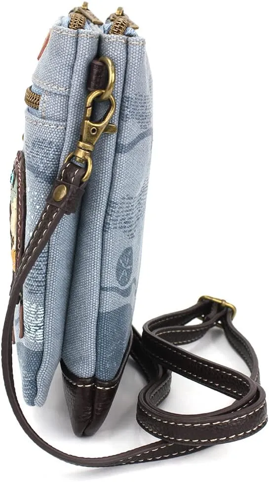CHALA Double Pocket Xbody Women RFID Protected Canvas Crossody Purse with Adjustable Strap