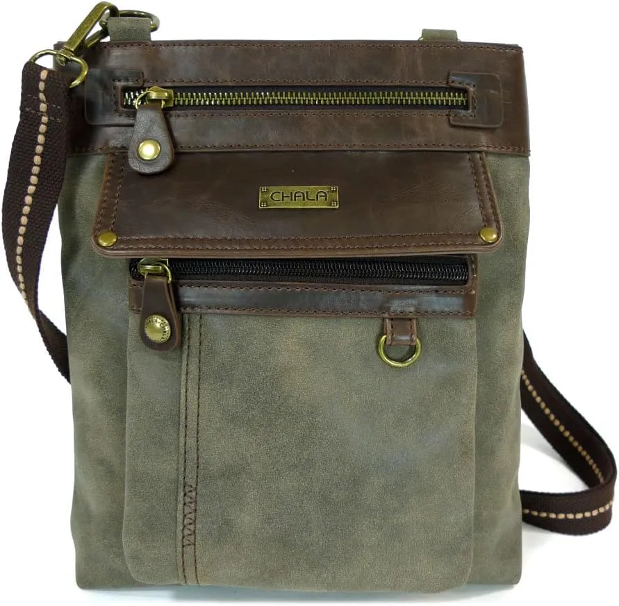 CHALA GEMINI Crossbody Faux Leather Gift Messenger Bag with Double Zip Wallet