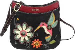 Chala Handbags Hummingbird Crescent Crossbody Handbag Purse, Hummingbird Lovers