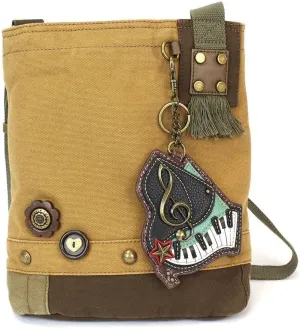Chala Womens' Canvas Patch Crossbody Handbag"Piano" - Brown