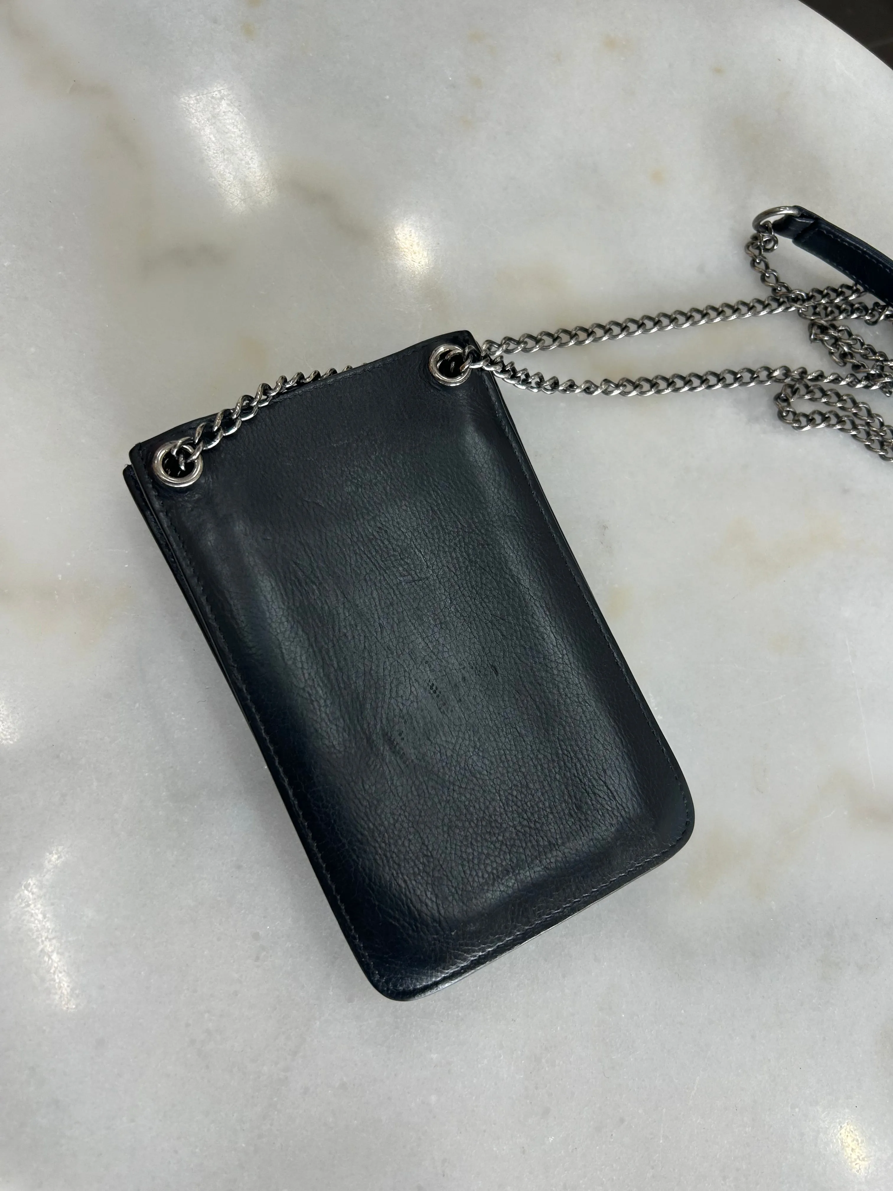 CHANEL - CC Black Leather Crossbody Pouch / Bag