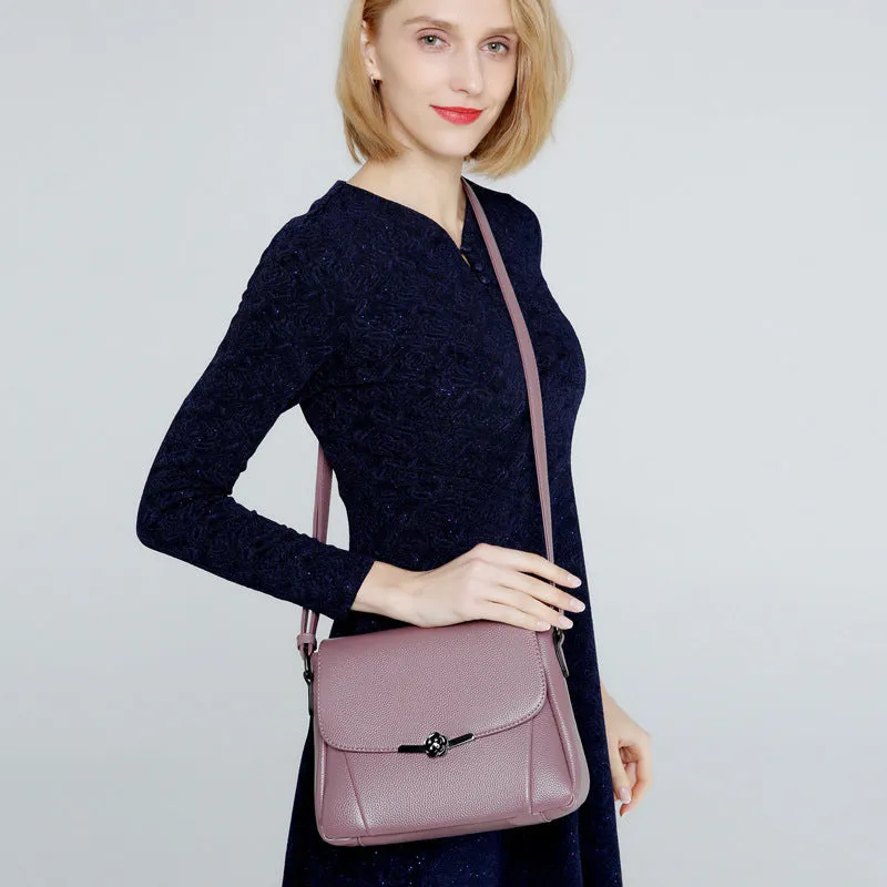 Charming Women's Soft Leather Mother Simple Crossbody Bags