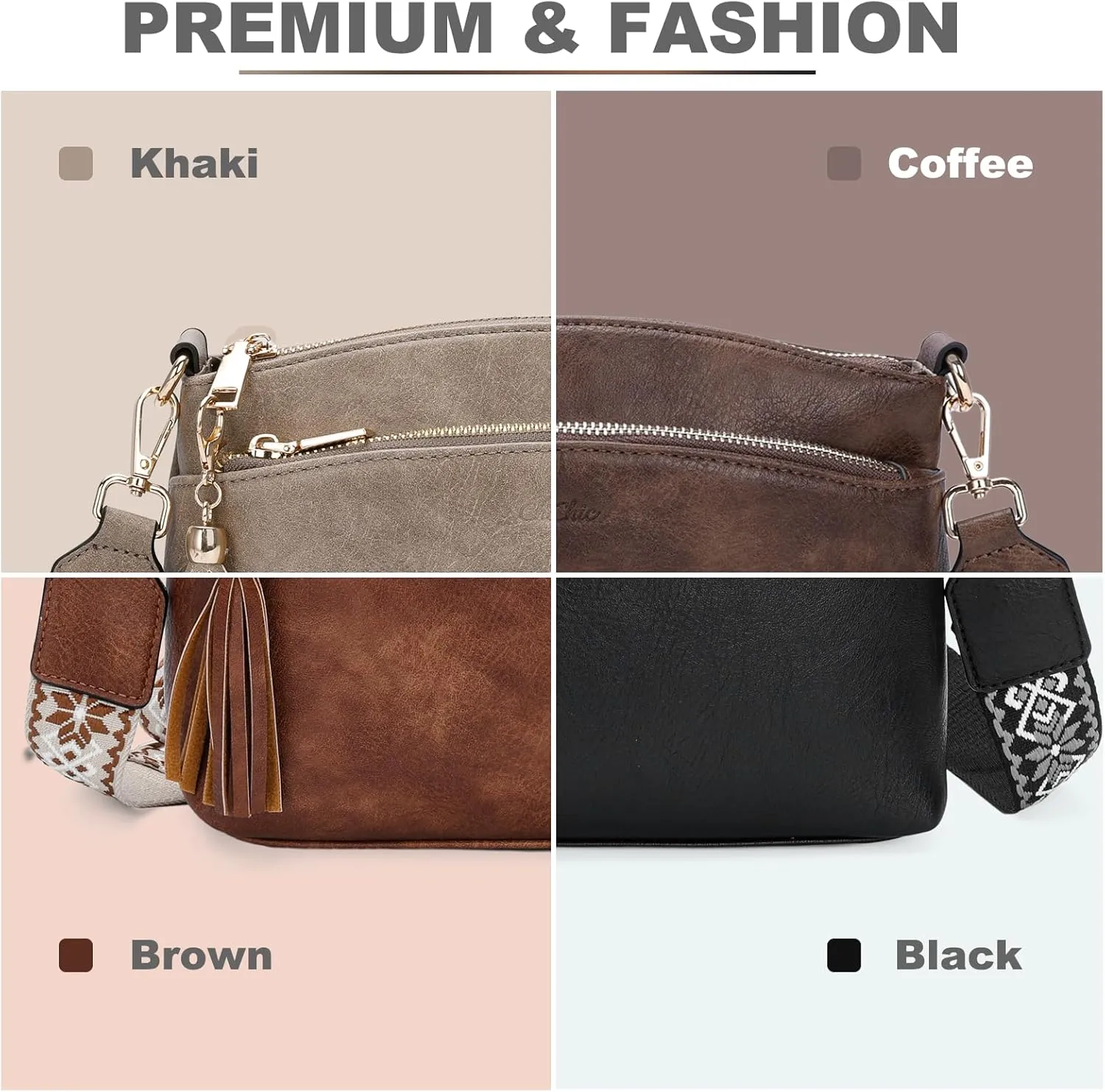 Chase Chic Crossbody Purse for Women, Trendy Vegan Leather Cross Body Bag Lady Small Handbag with Guitar Strap