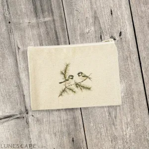 Chickadee Pair - Spring Canvas Zipper Pouch