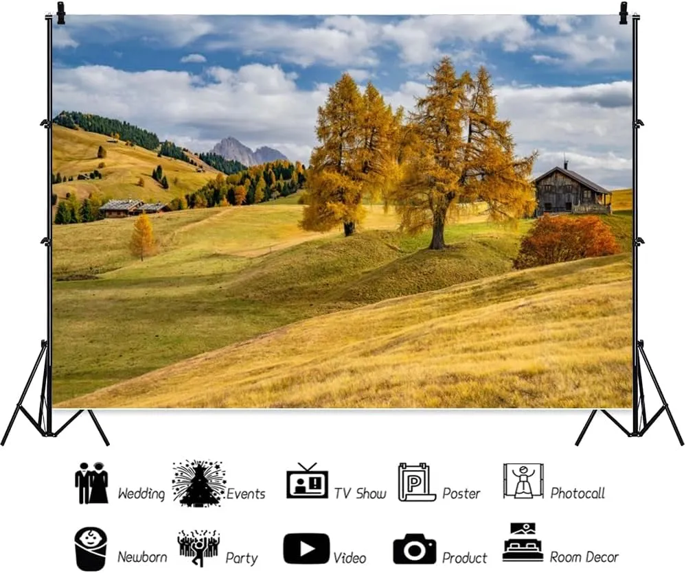 ChloropLastid 15x8ft Natural Scenery Backdrop Fall Forest Autumn Landscape Grassland Photography Background Mountain Outdoor Travel Family Party Decorations Banner Portrait Photo Props